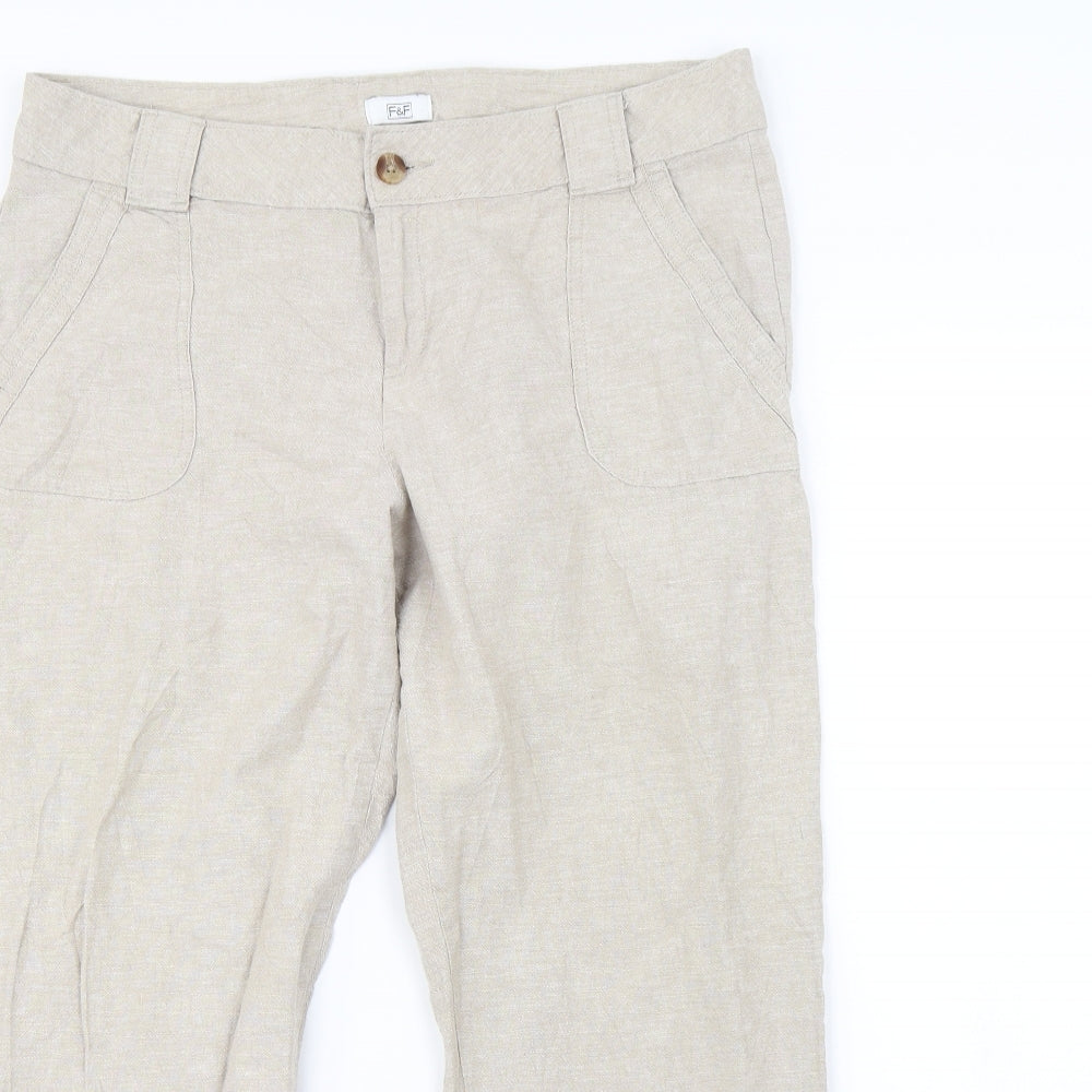F&F Womens Beige   Dress Pants Trousers Size 14 L30 in