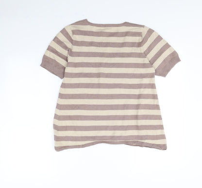 Tu Womens Beige Striped  Pullover Jumper Size 12