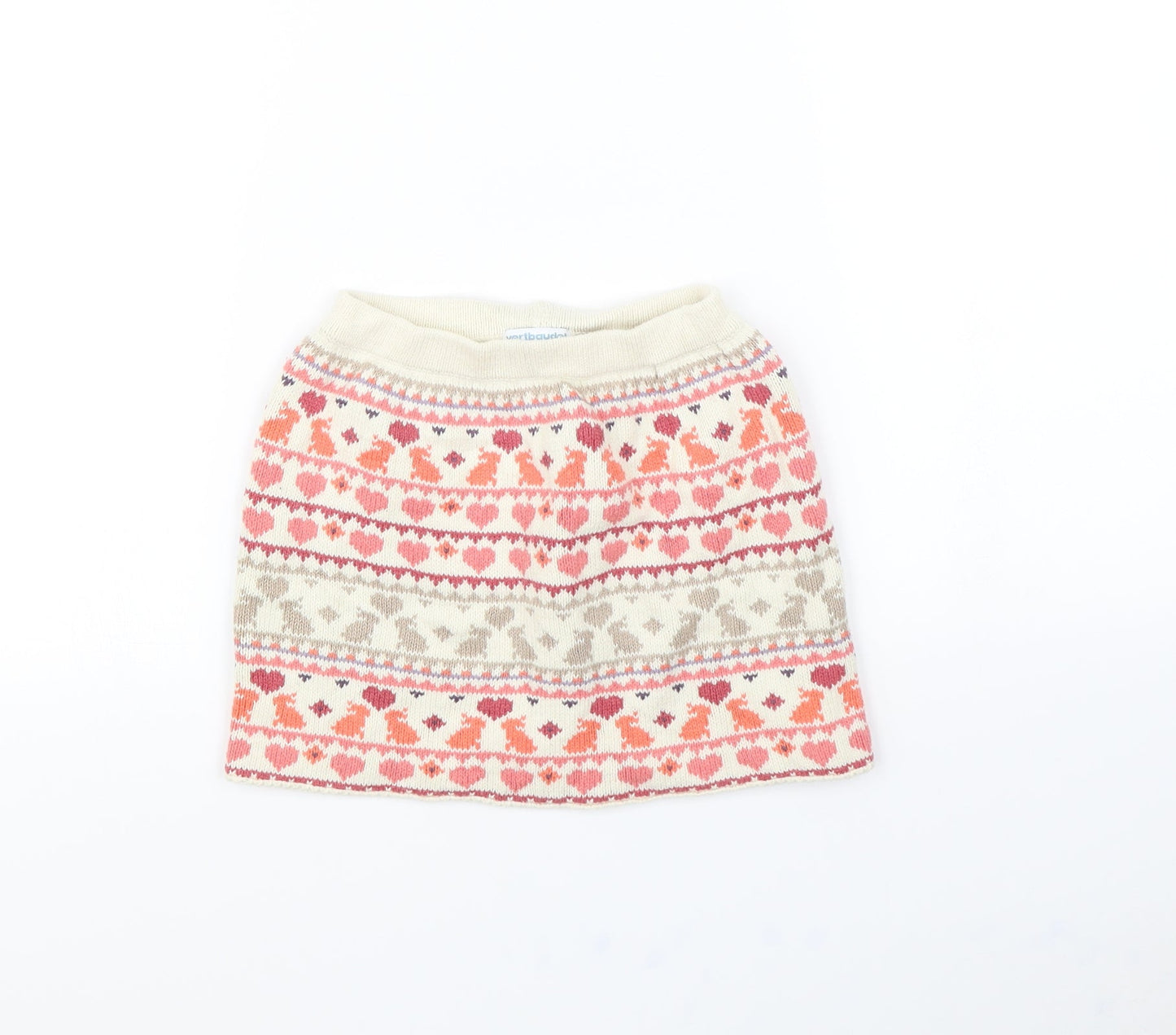 Vertbaudet Girls Beige Striped  Mini Skirt Size 2 Years