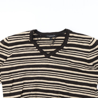 collection debenhams Womens Brown Striped  Pullover Jumper Size 16