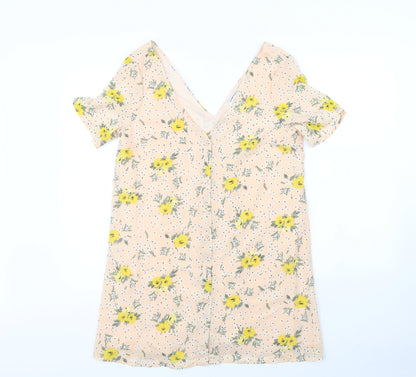 Glamorous Womens Pink Floral Rayon Mini  Size 10