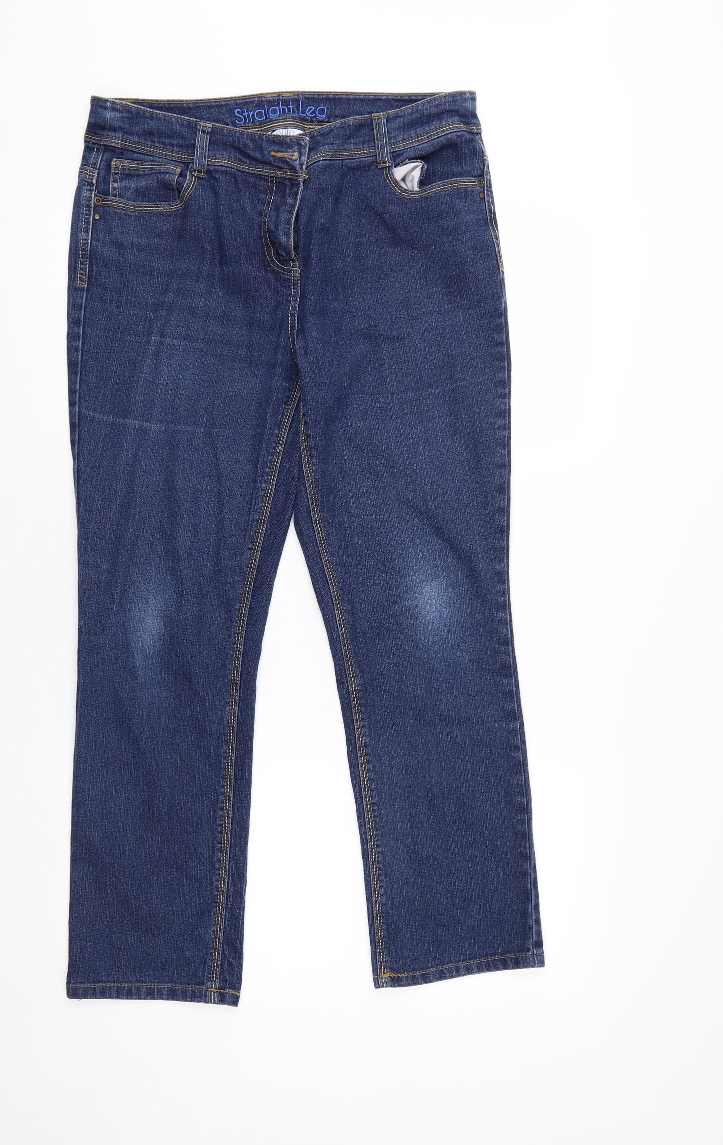 Elite Womens Blue  Denim Straight Jeans Size 14 L27 in