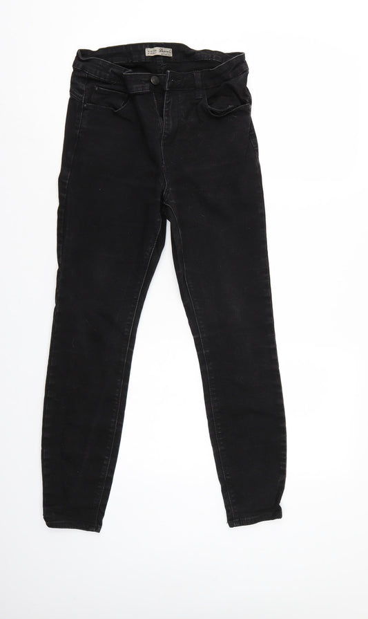 Denim & Co. Womens Black  Denim Tapered Jeans Size 14 L26 in - Elastic Waist