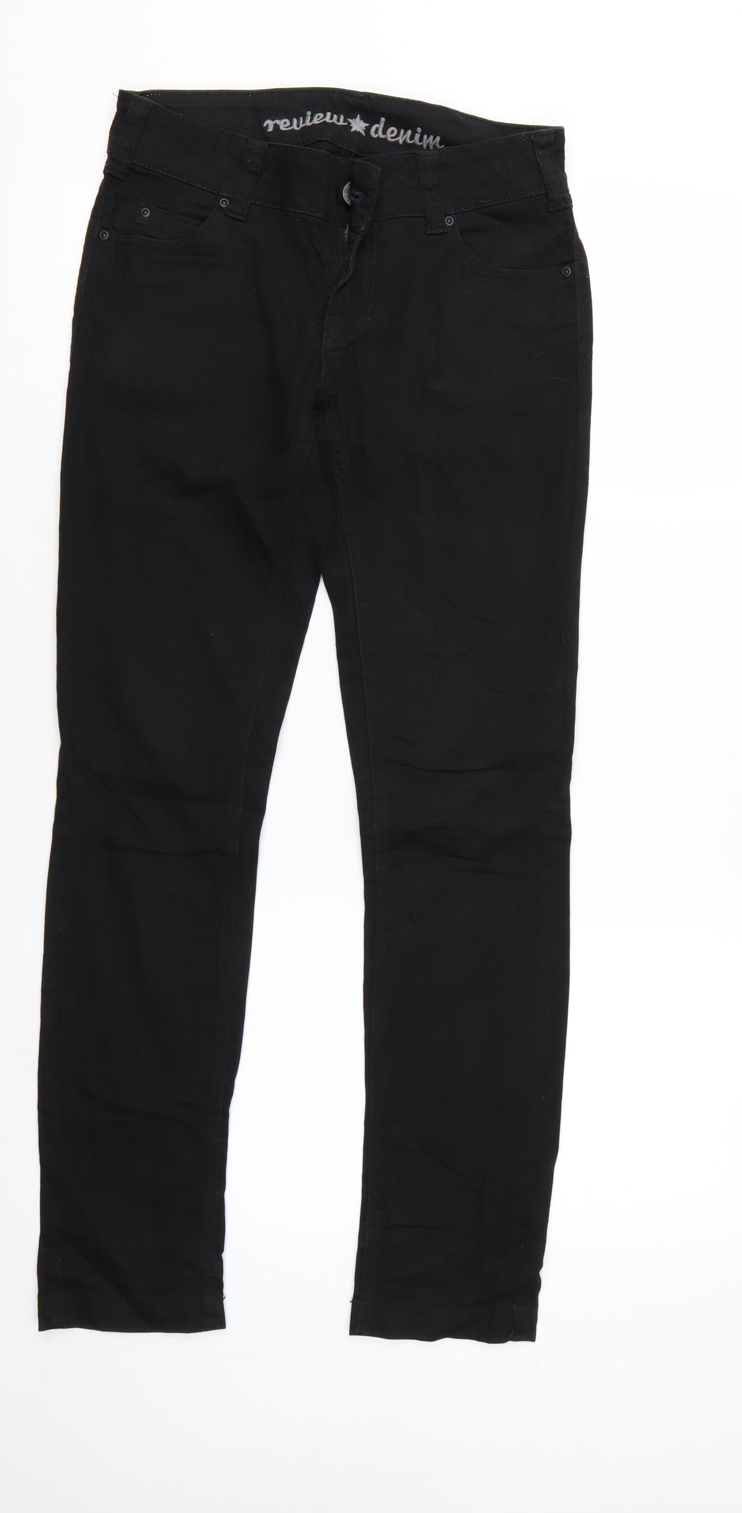 Mens UK Size 26 Review Regular Fit Straight Black Jeans