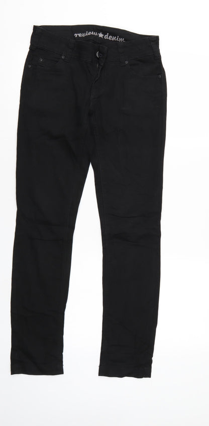Mens UK Size 26 Review Regular Fit Straight Black Jeans