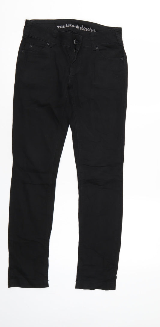 Mens UK Size 26 Review Regular Fit Straight Black Jeans