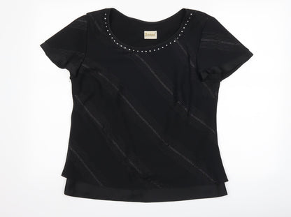 Womens UK Size 14 Roman Black Basic T-Shirt