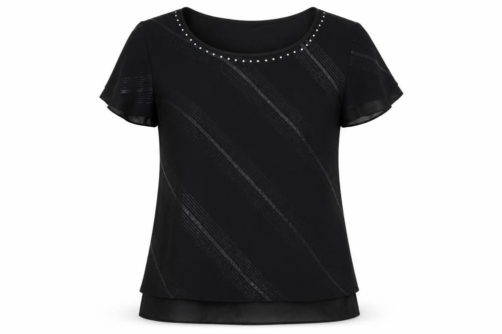 Womens UK Size 14 Roman Black Basic T-Shirt