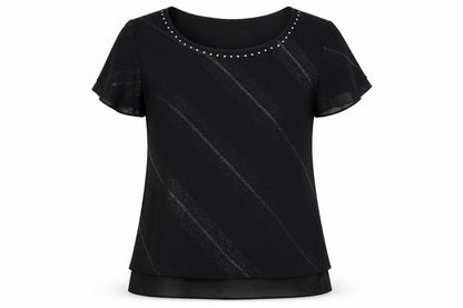 Womens UK Size 14 Roman Black Basic T-Shirt