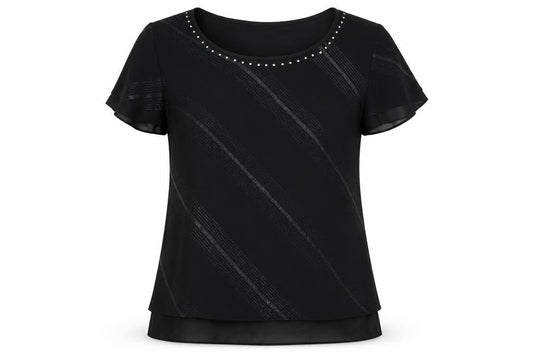 Womens UK Size 14 Roman Black Basic T-Shirt