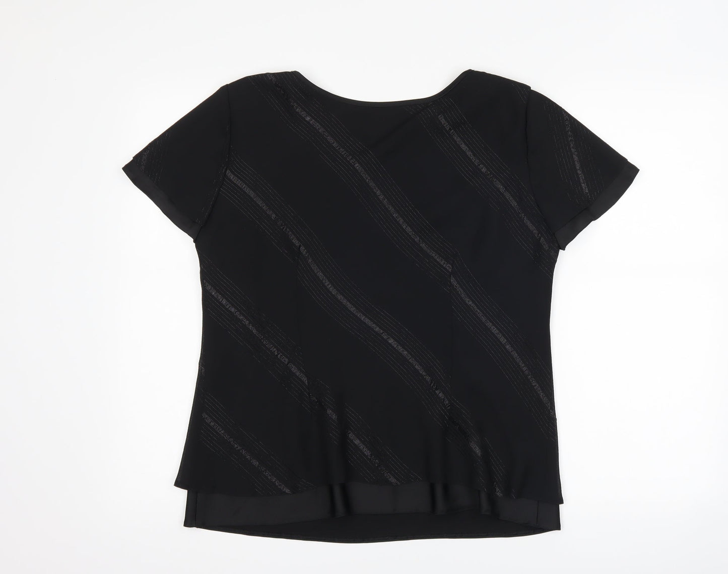 Womens UK Size 14 Roman Black Basic T-Shirt
