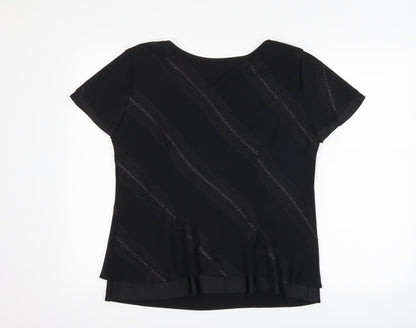 Womens UK Size 14 Roman Black Basic T-Shirt