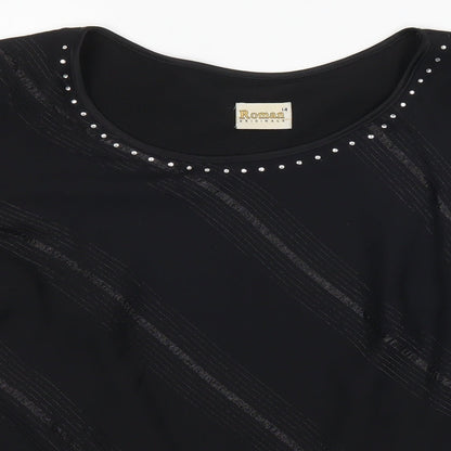 Womens UK Size 14 Roman Black Basic T-Shirt