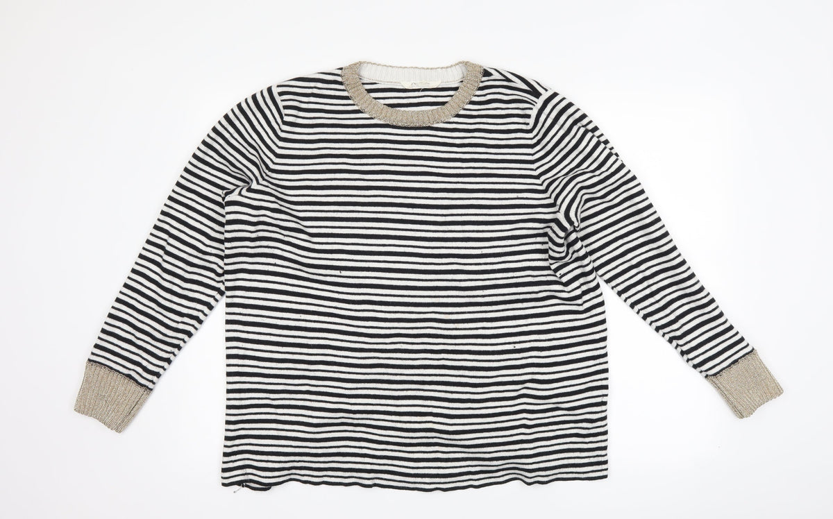 Savannah Miller Womens Black Striped  Pullover Jumper Size 18