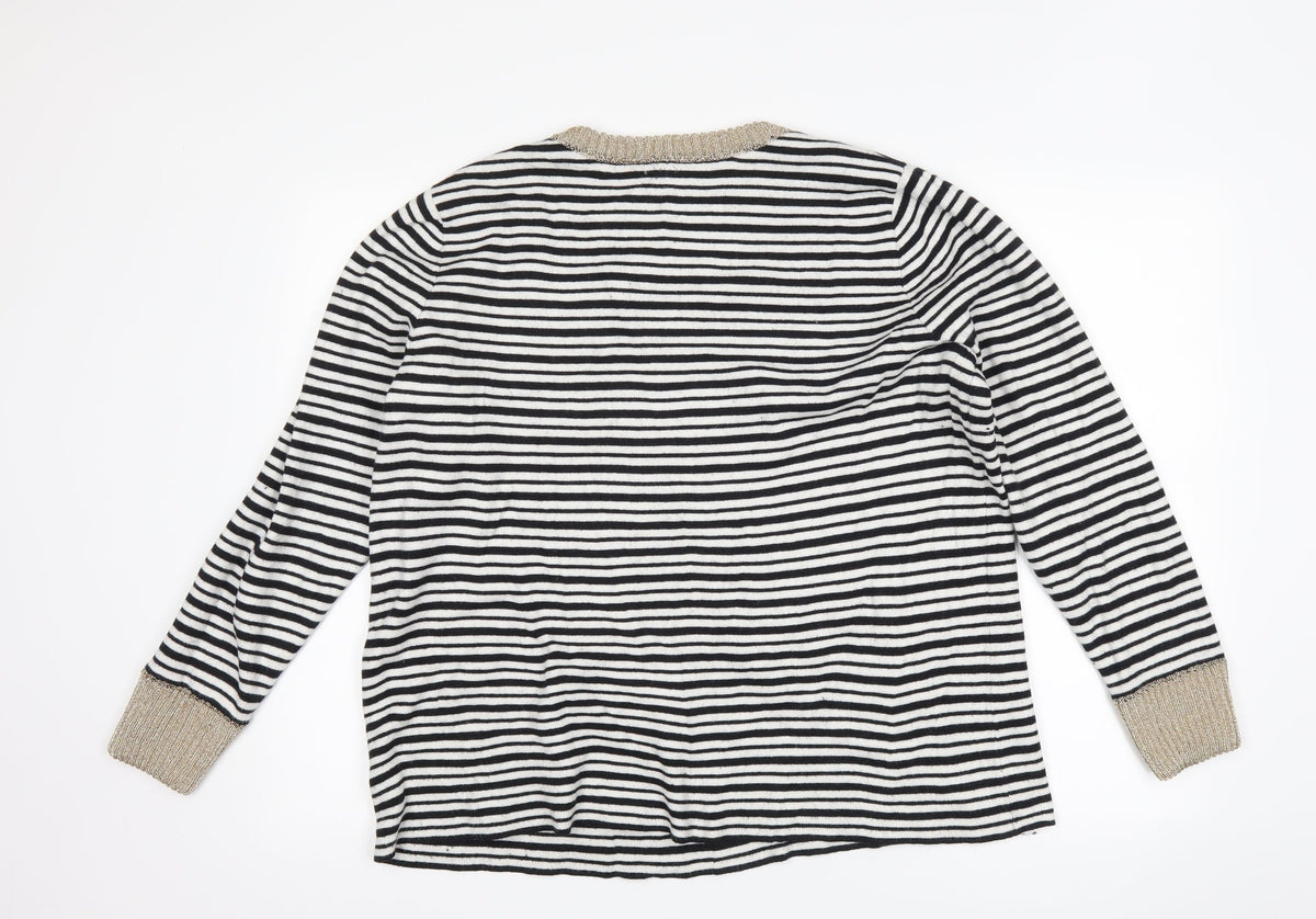 Savannah Miller Womens Black Striped  Pullover Jumper Size 18