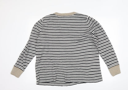 Savannah Miller Womens Black Striped  Pullover Jumper Size 18