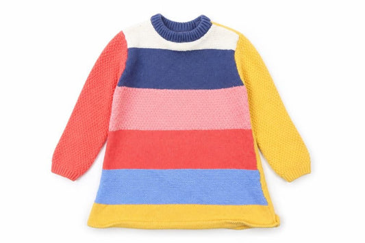 Nutmeg Girls Yellow Striped  Jumper Dress  Size 3-6 Months