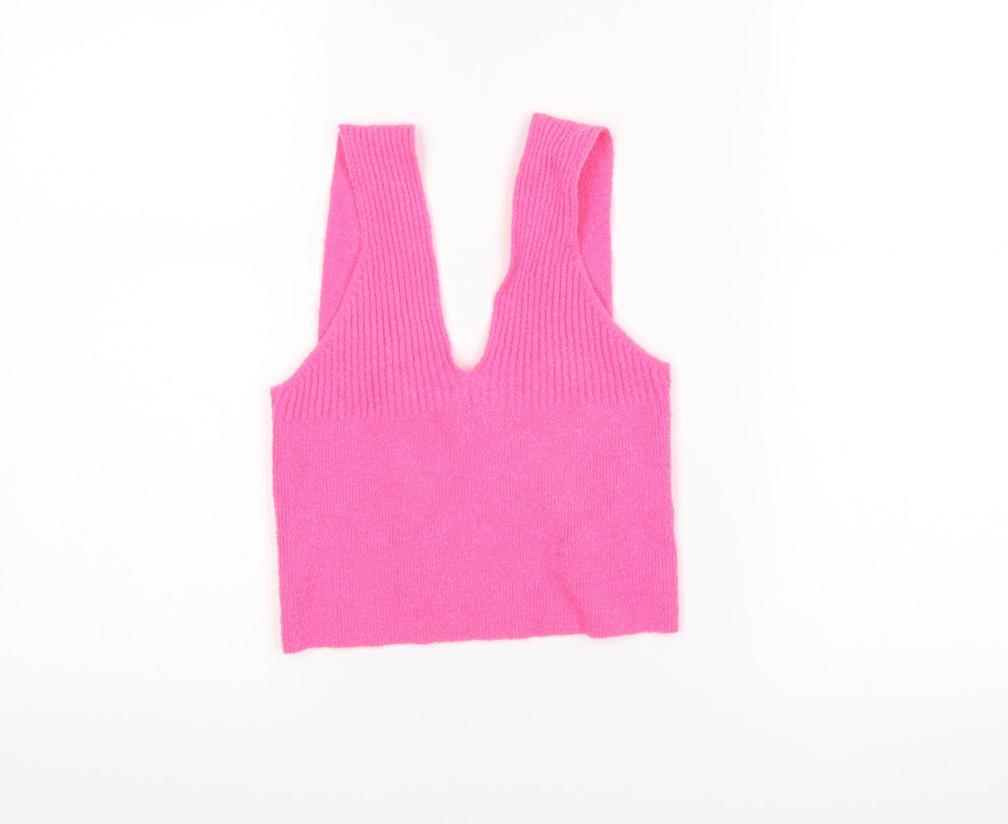 Womens UK Size M Bershka Pink Cropped Tank