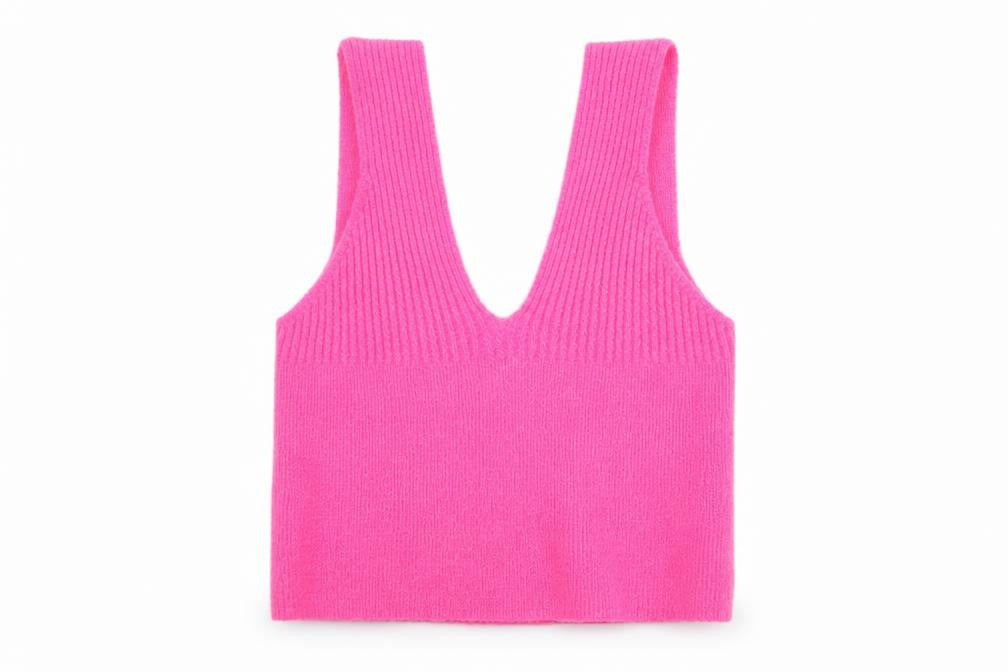 Womens UK Size M Bershka Pink Cropped Tank