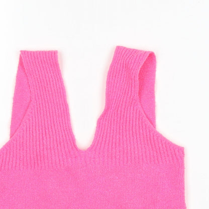 Womens UK Size M Bershka Pink Cropped Tank