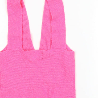 Womens UK Size M Bershka Pink Cropped Tank