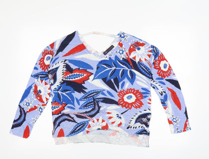 Marks and Spencer Womens Blue Floral  Pullover Jumper Size 10