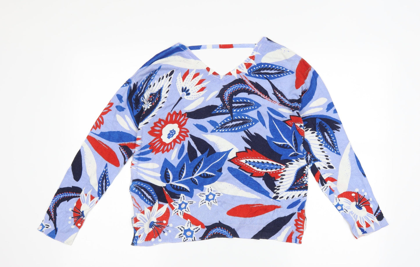 Marks and Spencer Womens Blue Floral  Pullover Jumper Size 10