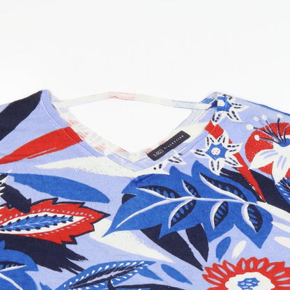 Marks and Spencer Womens Blue Floral  Pullover Jumper Size 10