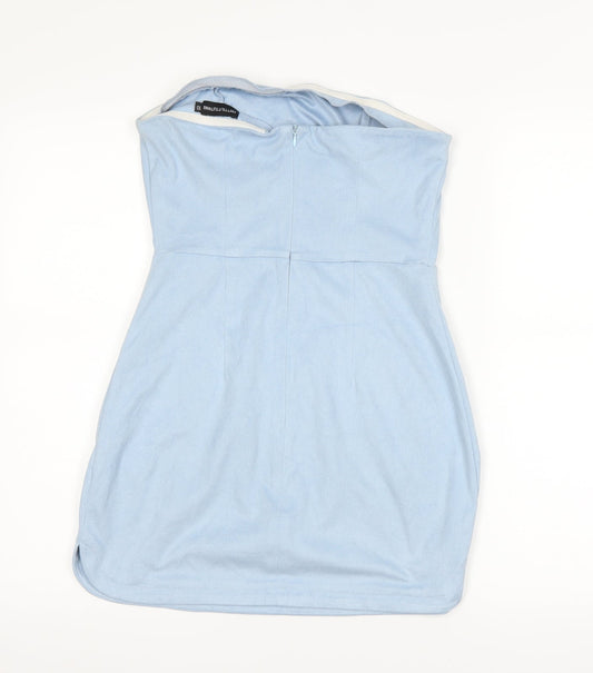 PRETTYLITTLETHING Womens Blue   Bodycon  Size 10  - Boob Tube
