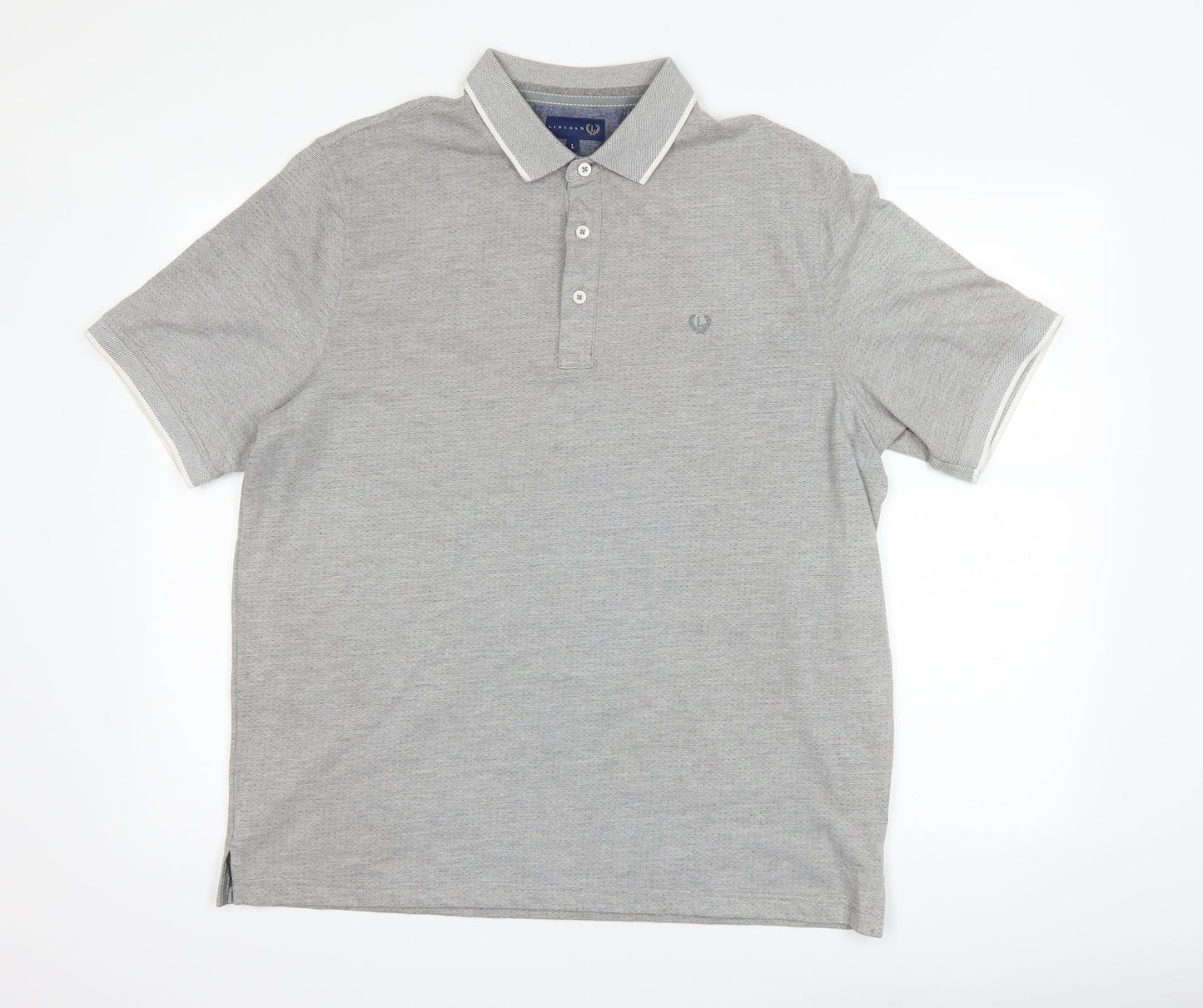 Lincoln Mens Grey Polka Dot   Polo Size L