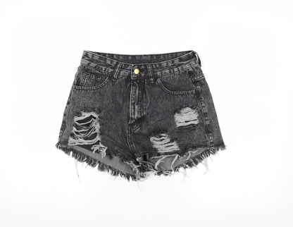 SheIn Womens Grey  Denim Hot Pants Shorts Size S