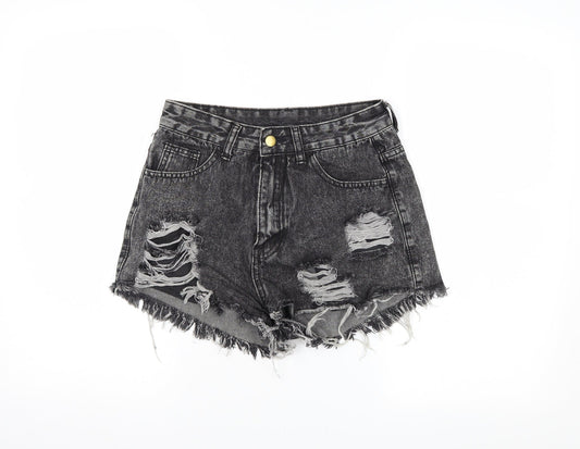 SheIn Womens Grey  Denim Hot Pants Shorts Size S