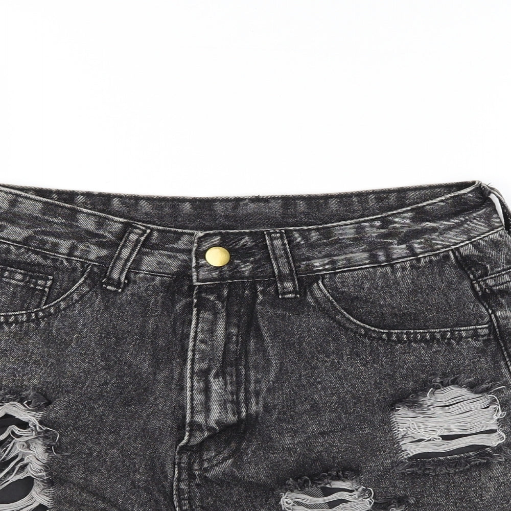 SheIn Womens Grey  Denim Hot Pants Shorts Size S
