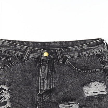 SheIn Womens Grey  Denim Hot Pants Shorts Size S