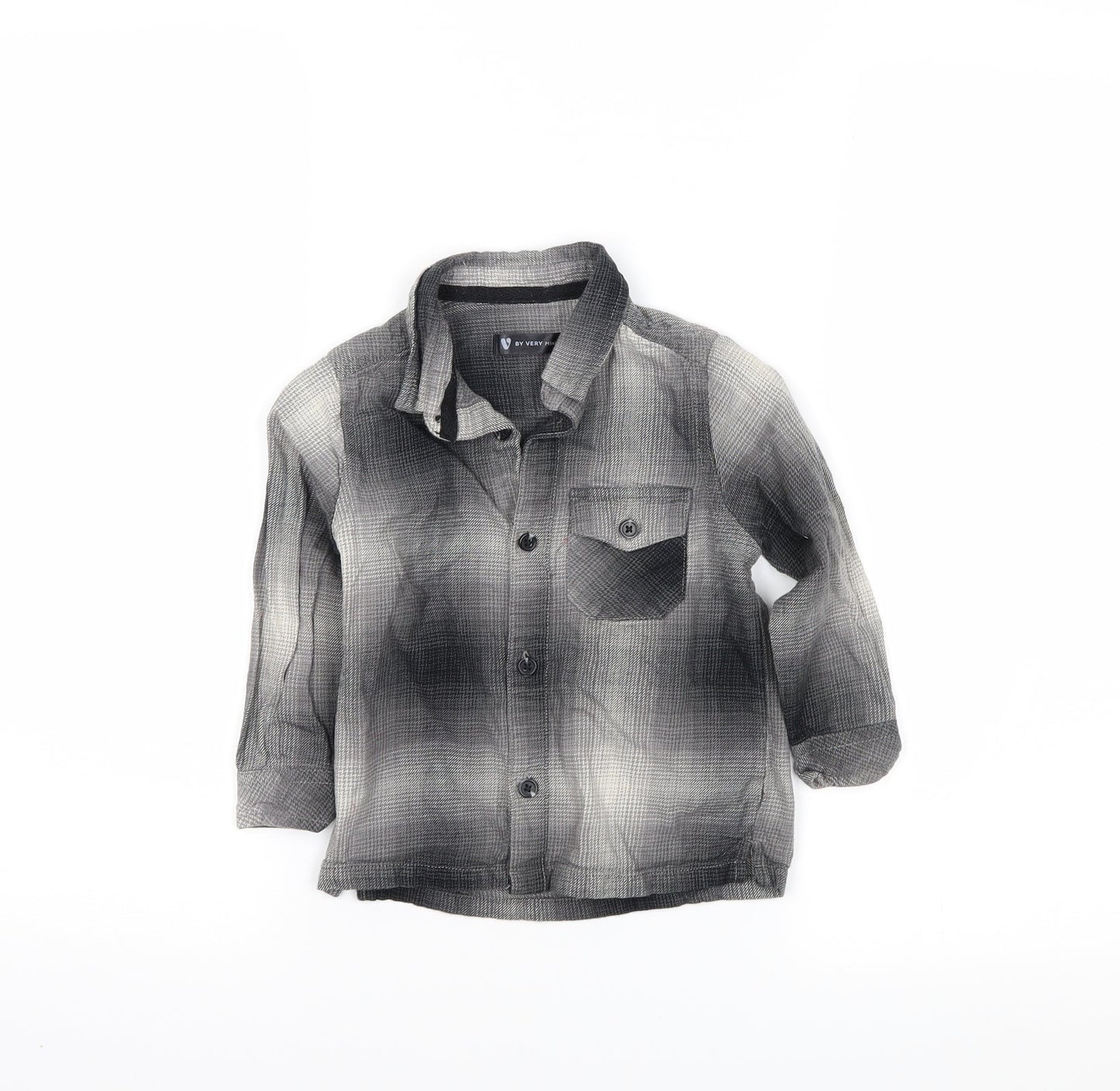Very Boys Grey Plaid  Basic Button-Up Size 18-24 Months