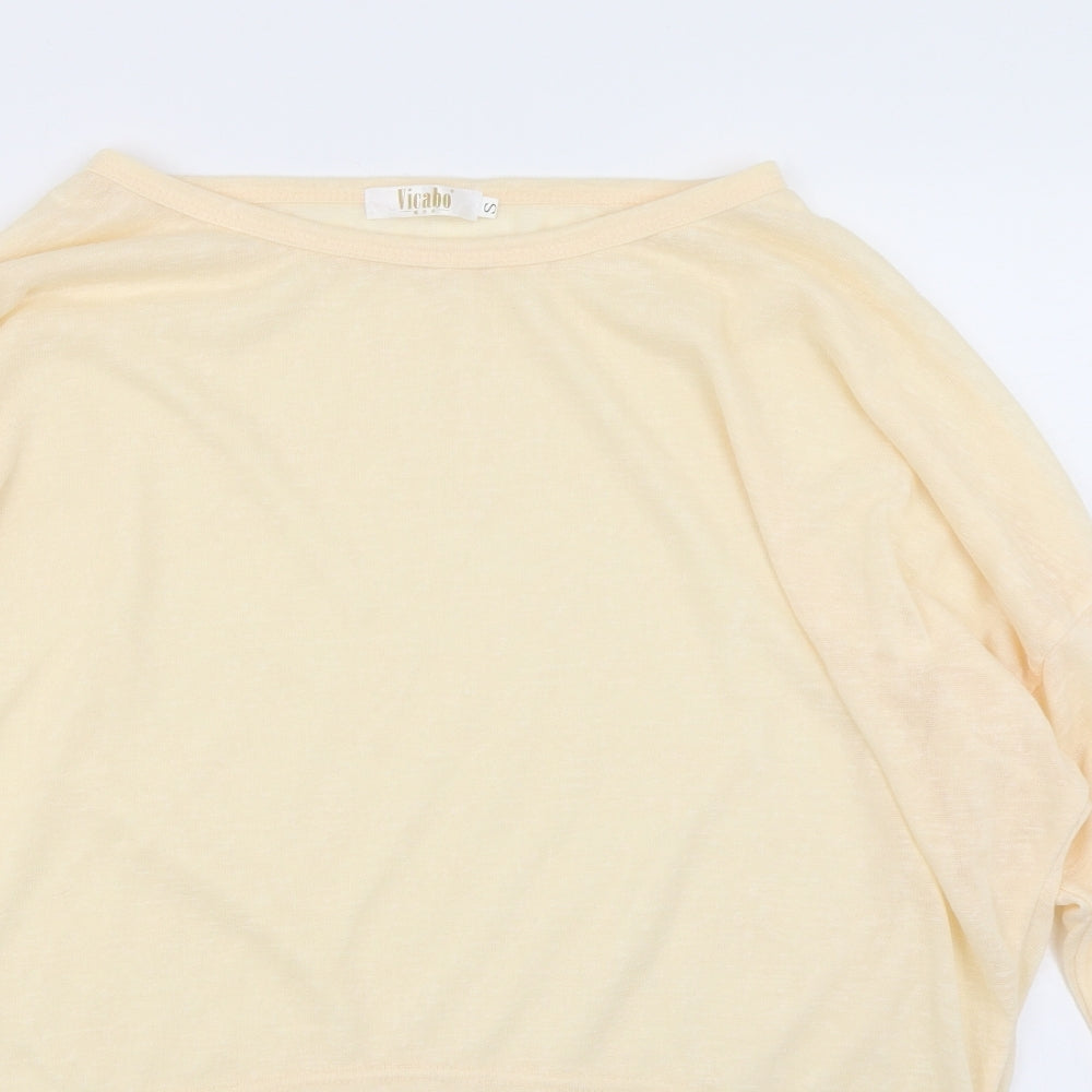 Vicabo Womens Yellow   Basic T-Shirt Size S