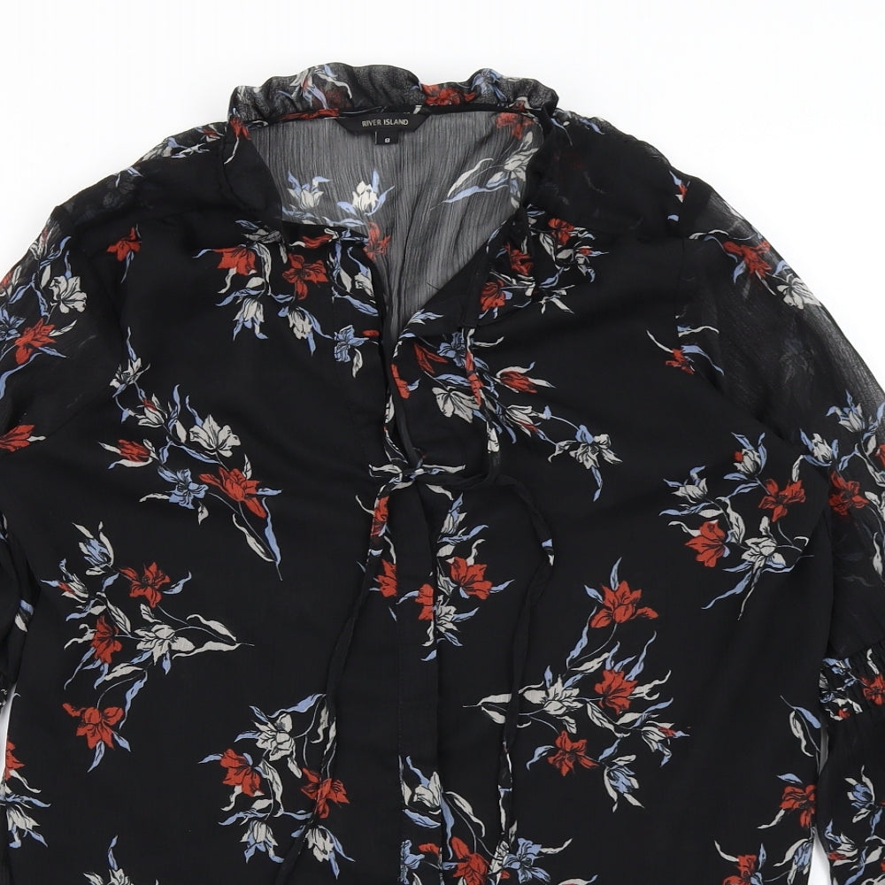 Womens UK Size 8 River Island Black Basic Blouse