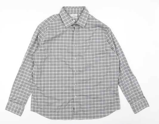 Mens UK Size XL Lucky Brand Grey  Button-Up Long Sleeve Casual Shirt