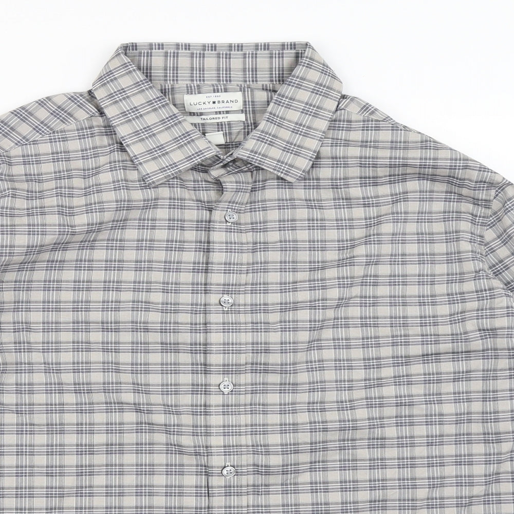 Mens UK Size XL Lucky Brand Grey  Button-Up Long Sleeve Casual Shirt