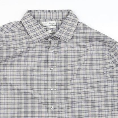 Mens UK Size XL Lucky Brand Grey  Button-Up Long Sleeve Casual Shirt