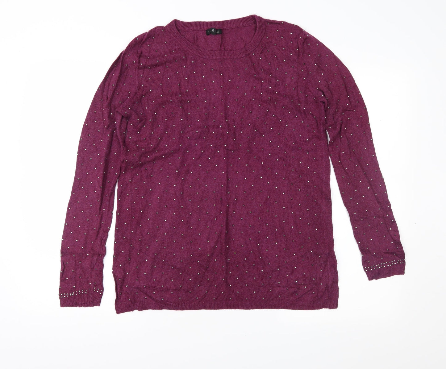 River Island Womens Purple Geometric Knit Pullover Jumper Size 12