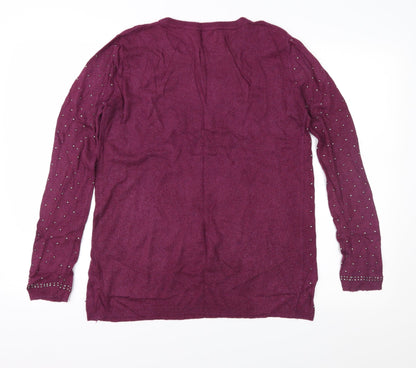 River Island Womens Purple Geometric Knit Pullover Jumper Size 12