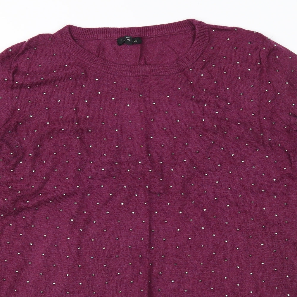 River Island Womens Purple Geometric Knit Pullover Jumper Size 12