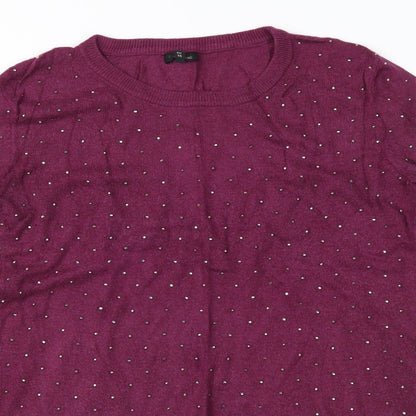 River Island Womens Purple Geometric Knit Pullover Jumper Size 12