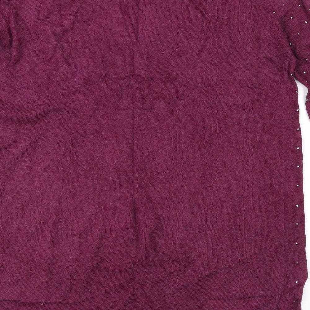 River Island Womens Purple Geometric Knit Pullover Jumper Size 12