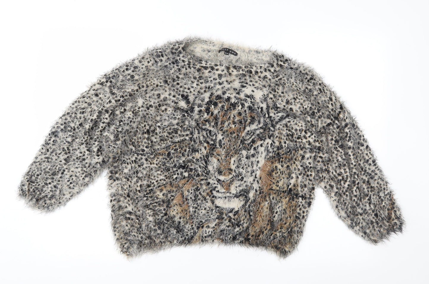 West One Womens Brown Animal Print Knit Pullover Jumper Size S