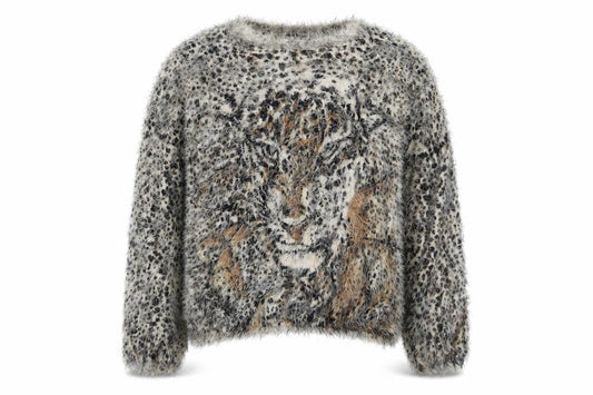 West One Womens Brown Animal Print Knit Pullover Jumper Size S