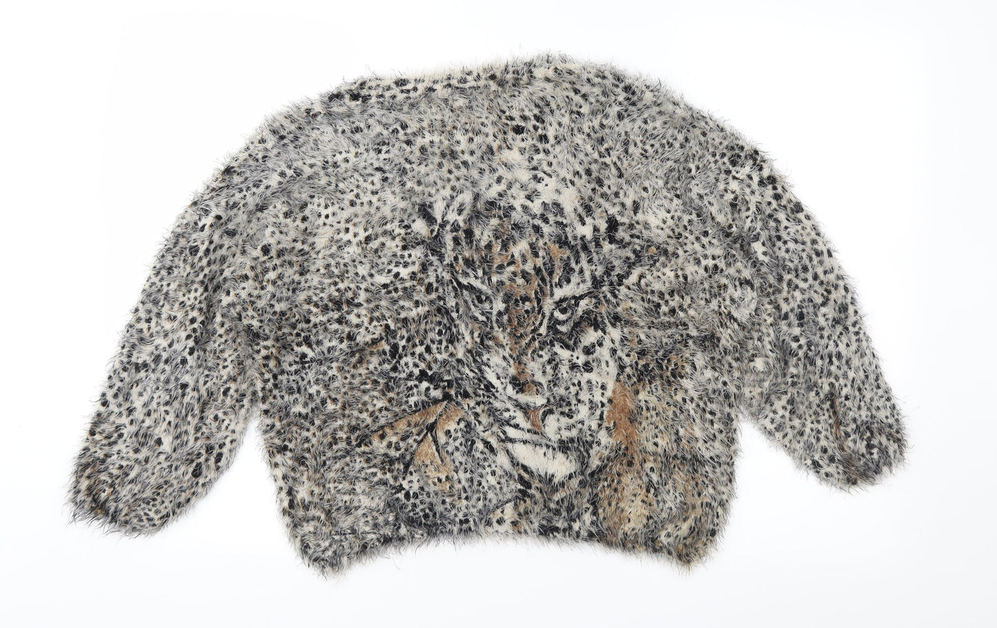 West One Womens Brown Animal Print Knit Pullover Jumper Size S