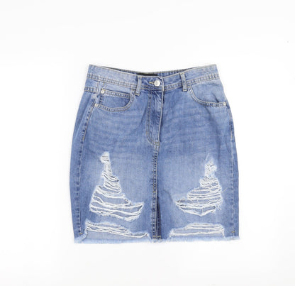 PARISIAN SIGNATURE Womens Blue  Denim Straight & Pencil Skirt Size 8  - distressed