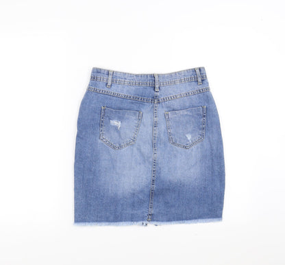 PARISIAN SIGNATURE Womens Blue  Denim Straight & Pencil Skirt Size 8  - distressed
